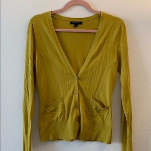 Green cardigan from Banana Republic